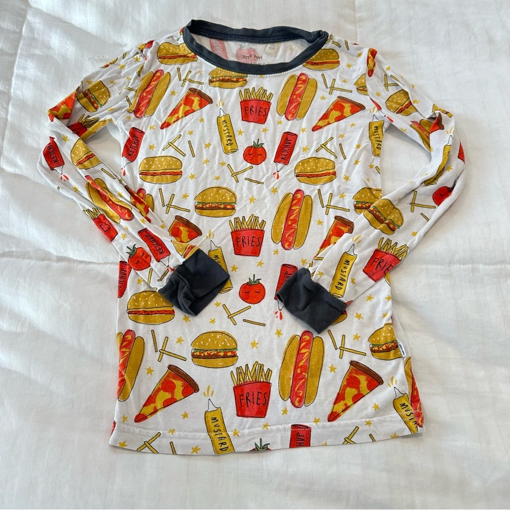 Little sleepies bamboo cotton Fast Food Print Pajamas size 5/6 - Picture 2 of 5